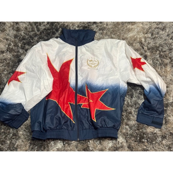 Sz Large Vintage Atlanta 1996 White USA Olympics Paralympic Team Full Zip Jacket